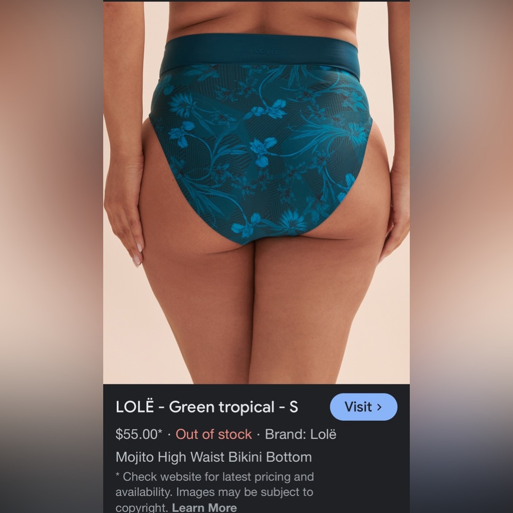 NWT Lole XL New Green Tropical Print bikini Bottom